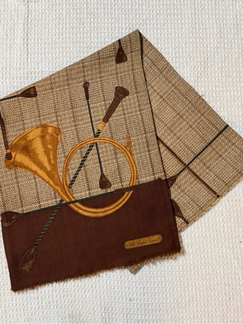 Rare Polo Ralph Lauren Hunting Horn Plaid 90s Scarf Japan Limited